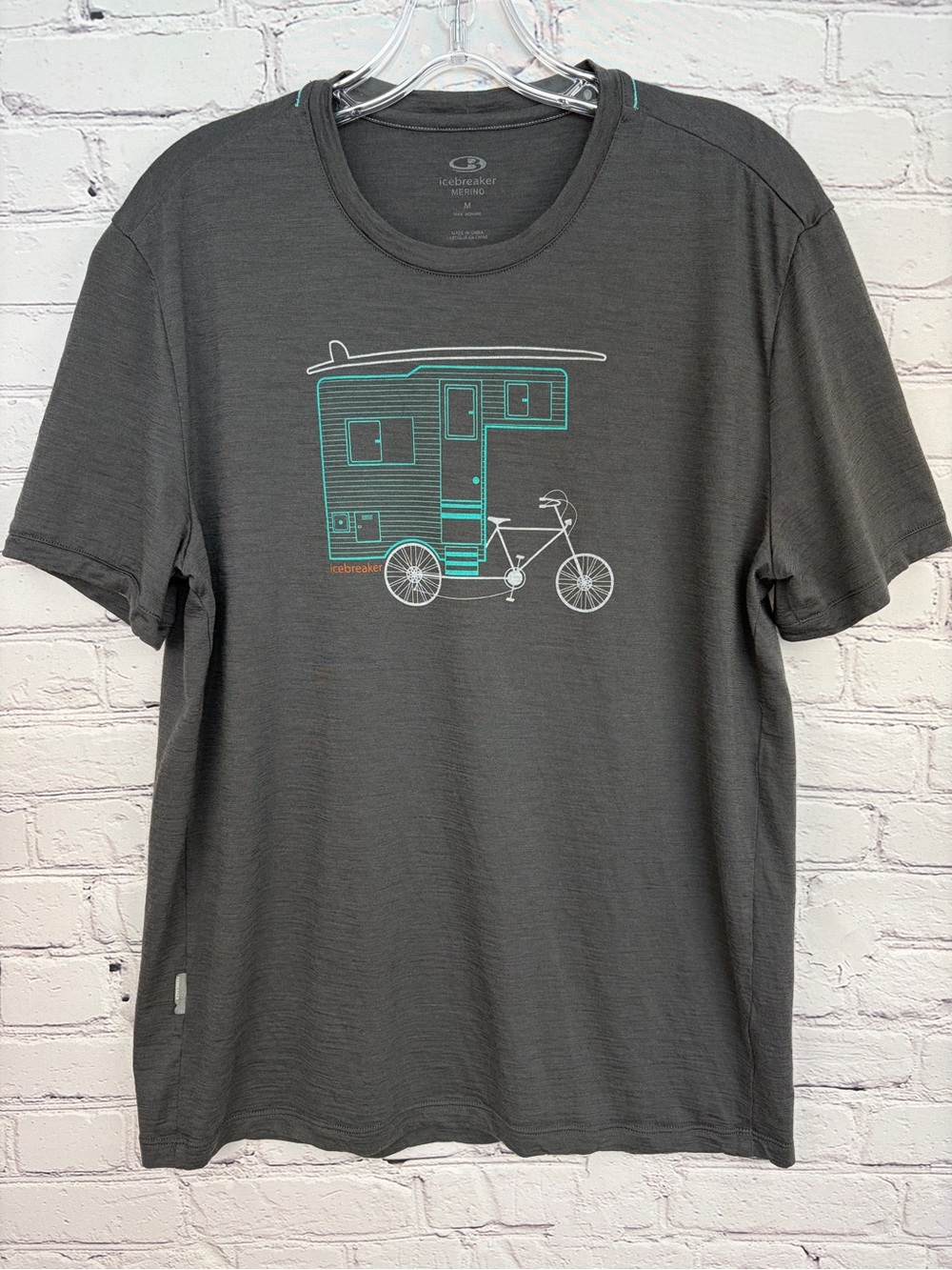 Icebreaker Merino 150 Tech Lite Short-Sleeve Graphic Tee Grey Sz M